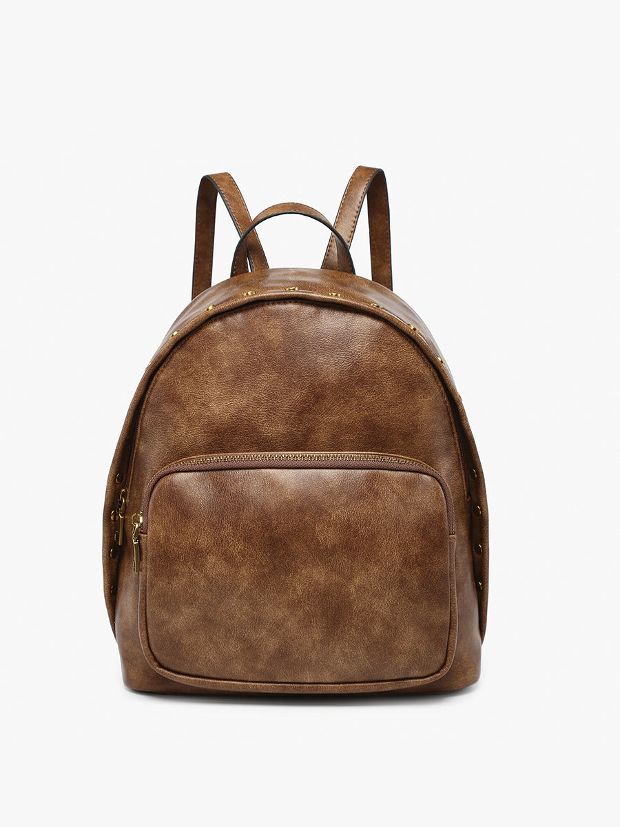 Jen & Co Sariya Studded Backpack w/ Front Pocket Brown