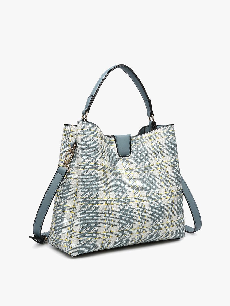 Tati Vegan Plaid Satchel