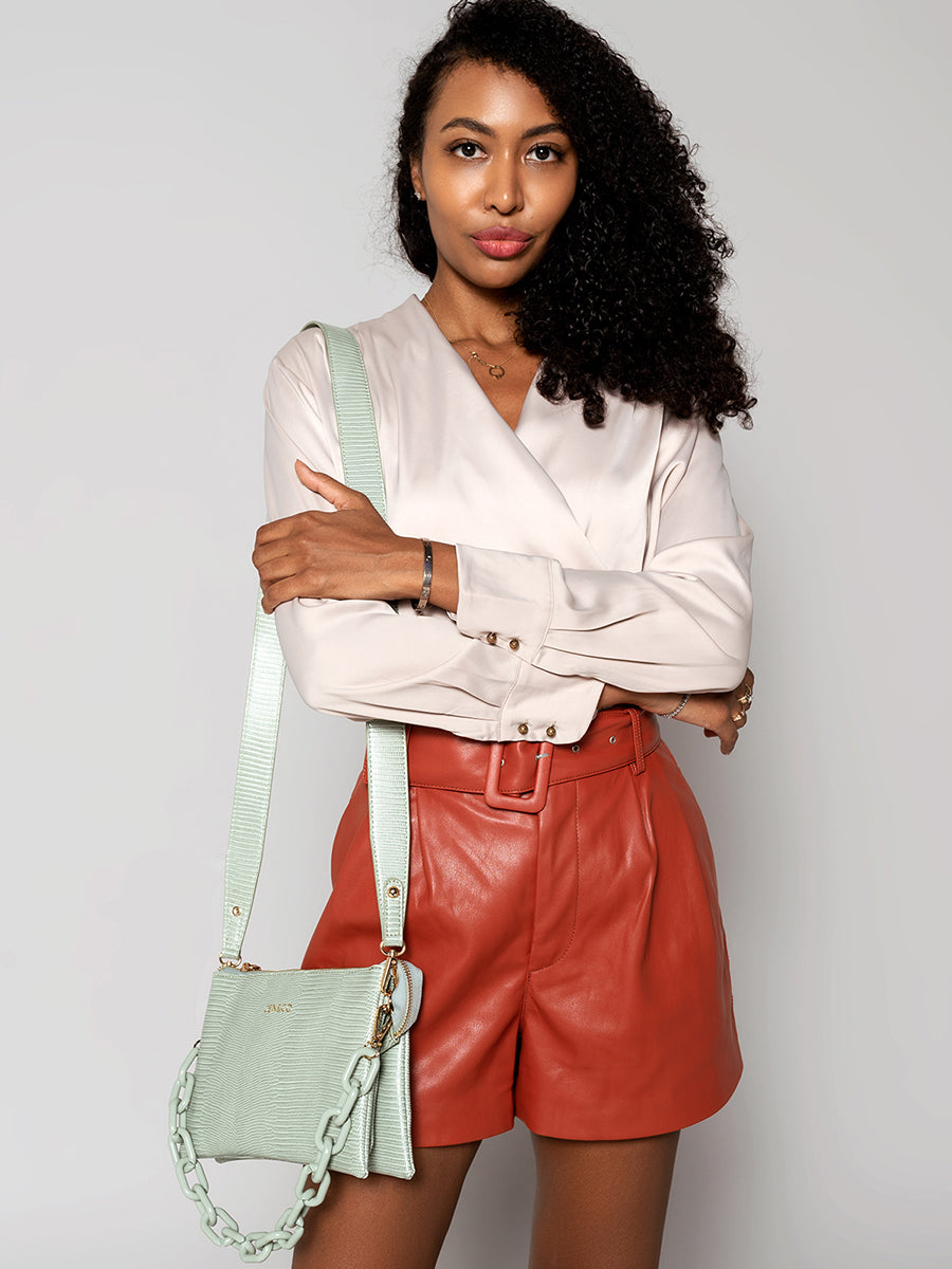 Izzy Lizard Crossbody: Textured Vegan Leather for Pure Style – Jen