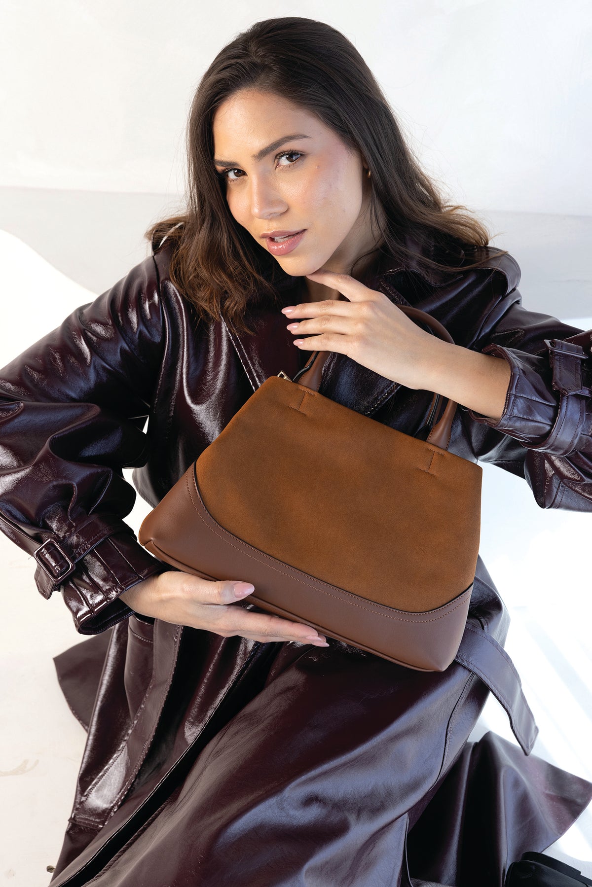 Ximena Vegan Suede Satchel - Jen & Co. vegan handbag