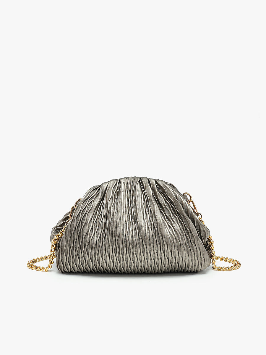 Mallory Vegan Clutch Pewter - Jen & Co. vegan handbag
