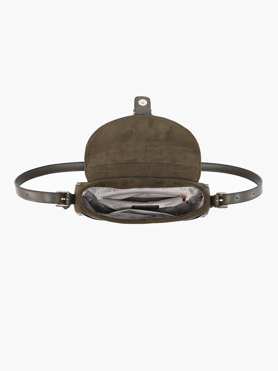 Duffy Vegan Suede Shoulder Bag - Jen & Co. vegan handbag