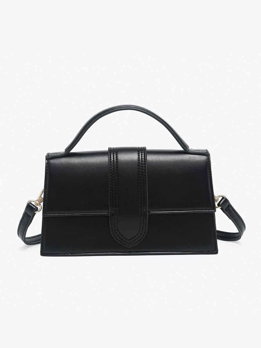 Black Leather Top-Handle / Satchel Handbag With Metallic offers Iridescent Edges