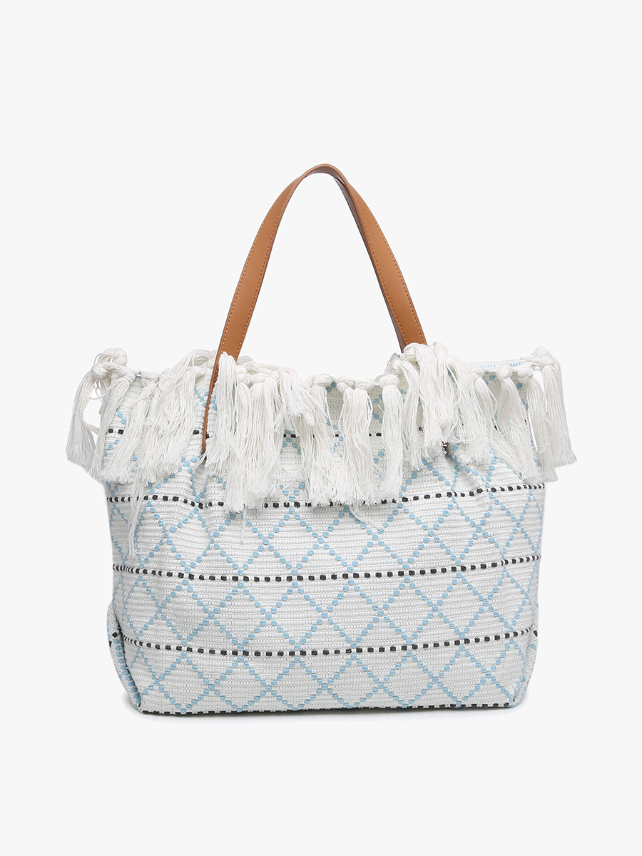 Madison Woven Tote in - Jen & Co. vegan handbag