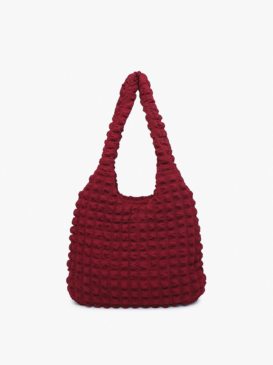 Georgia Quilted Nylon Hobo Wine - Jen & Co. vegan handbag