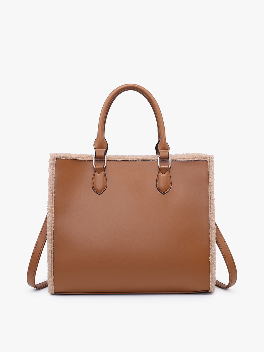 Bevin Vegan Sherpa Trim Tote