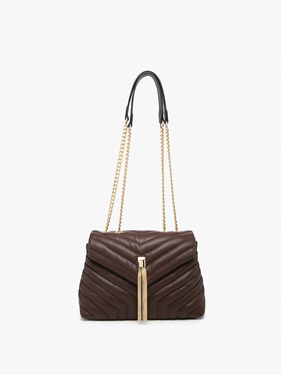 Thea Vegan Chevron Crossbody Espresso - Jen & Co. vegan handbag