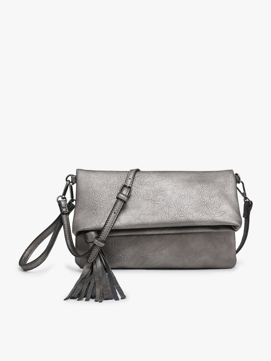 Austin Vegan Clutch/Crossbody in Pewter - Jen & Co. vegan handbag