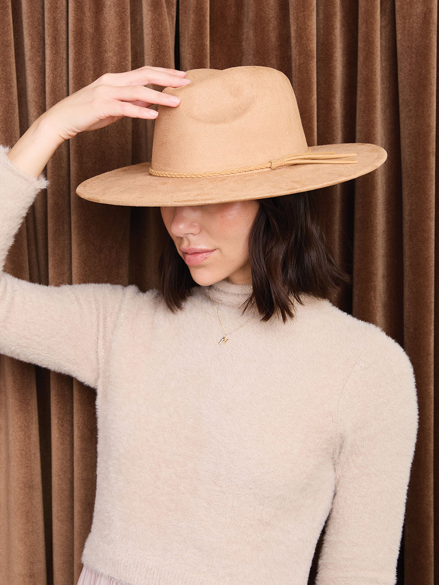 Atlas Braided Fedora in - Jen & Co. vegan handbag