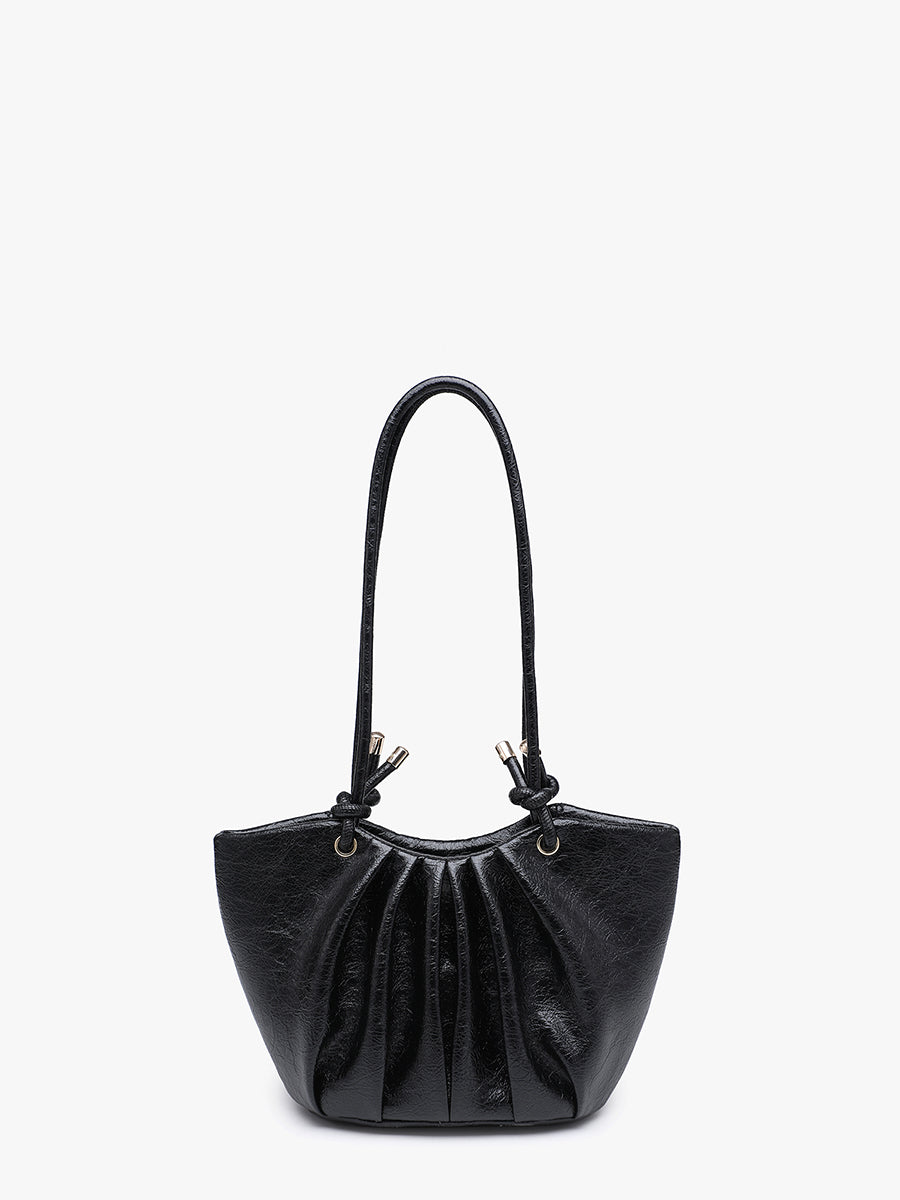 Athena Vegan Pleated Shoulder Bag Black - Jen & Co. vegan handbag