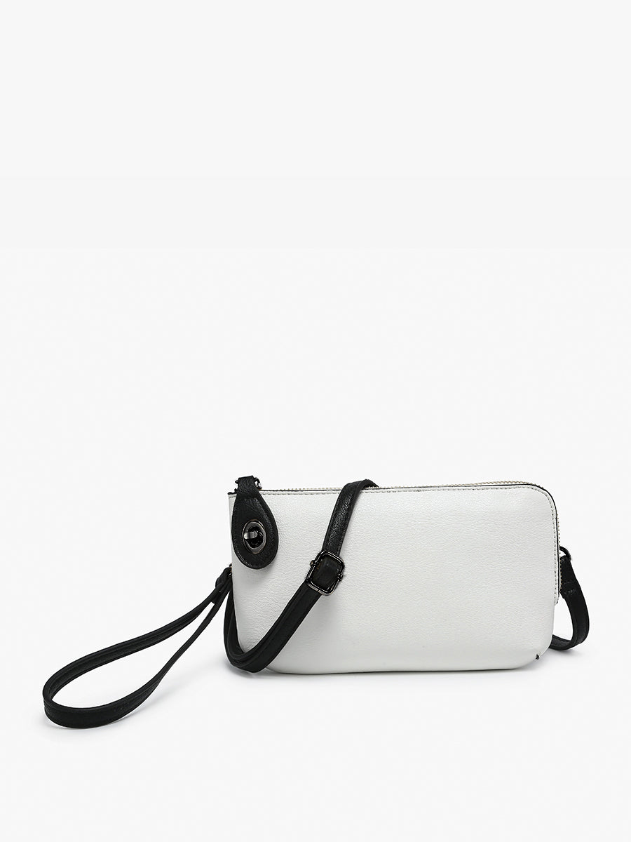 Kendall Vegan Crossbody in Black White - Jen & Co. vegan handbag