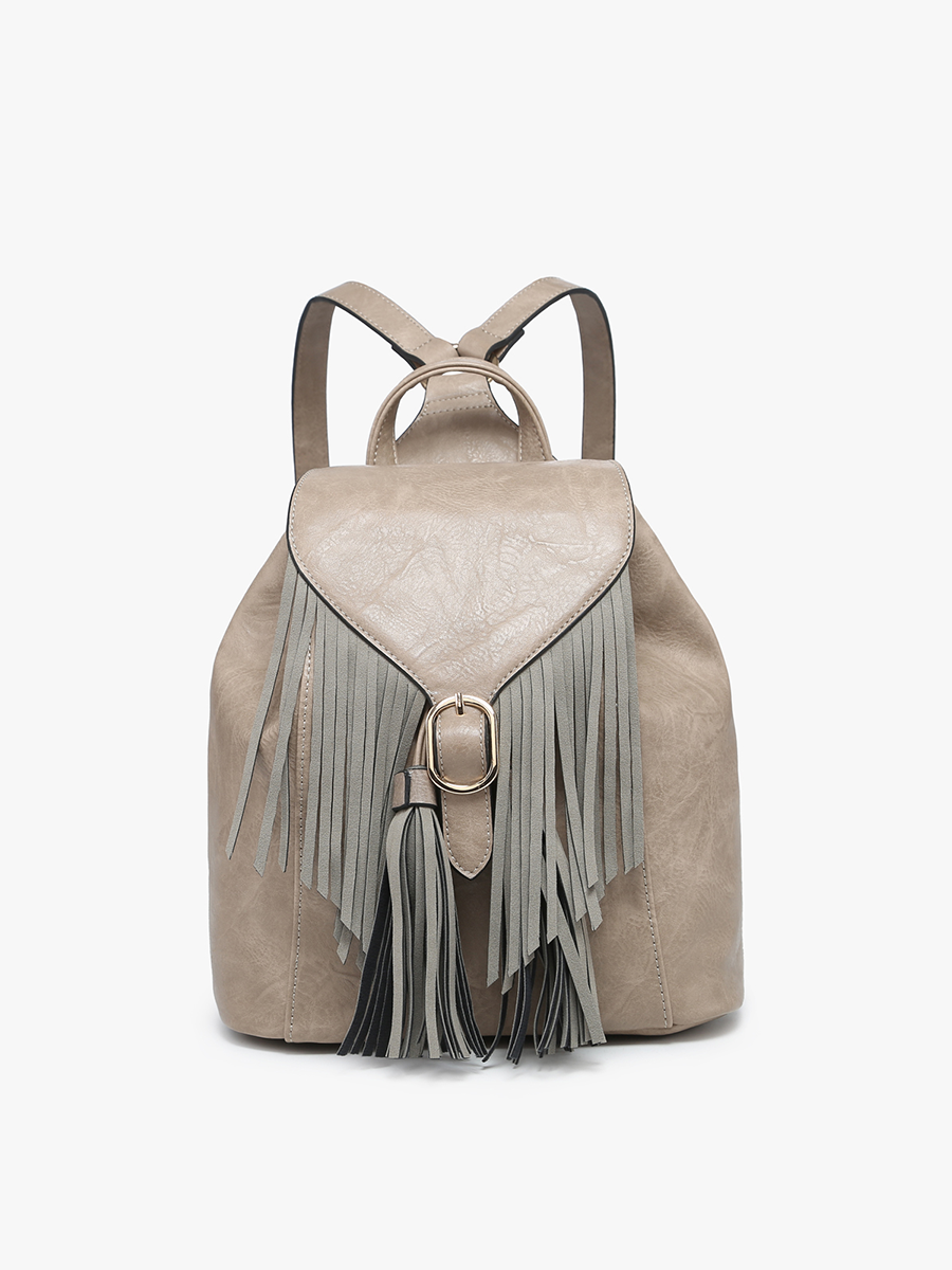 Jewel Vegan Bucket Backpack Grey - Jen & Co. vegan handbag