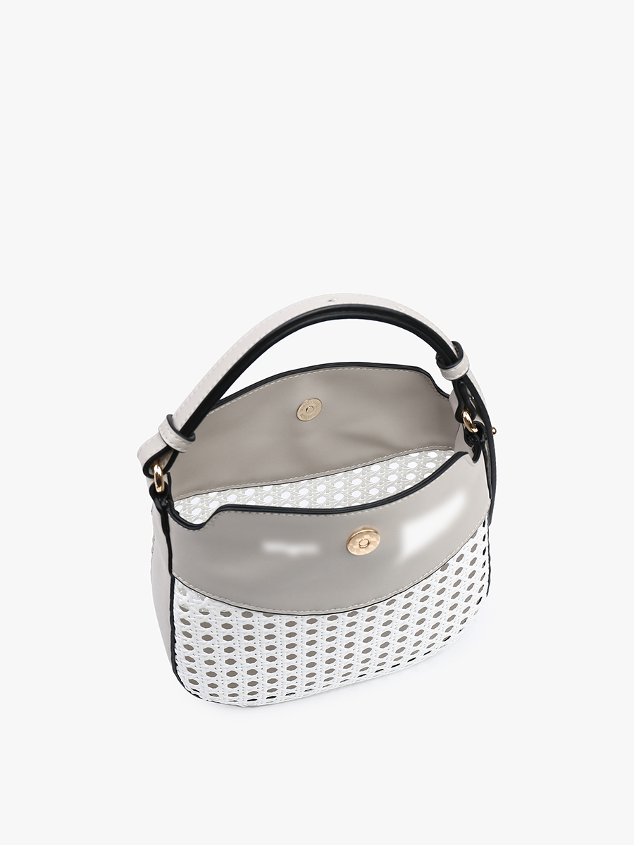 Evans Vegan Rattan Crossbody - Jen & Co. vegan handbag
