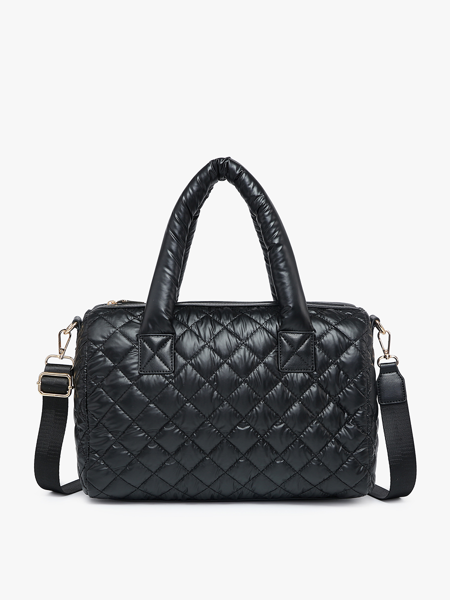 Trista Vegan Quilted Satchel Black - Jen & Co. vegan handbag