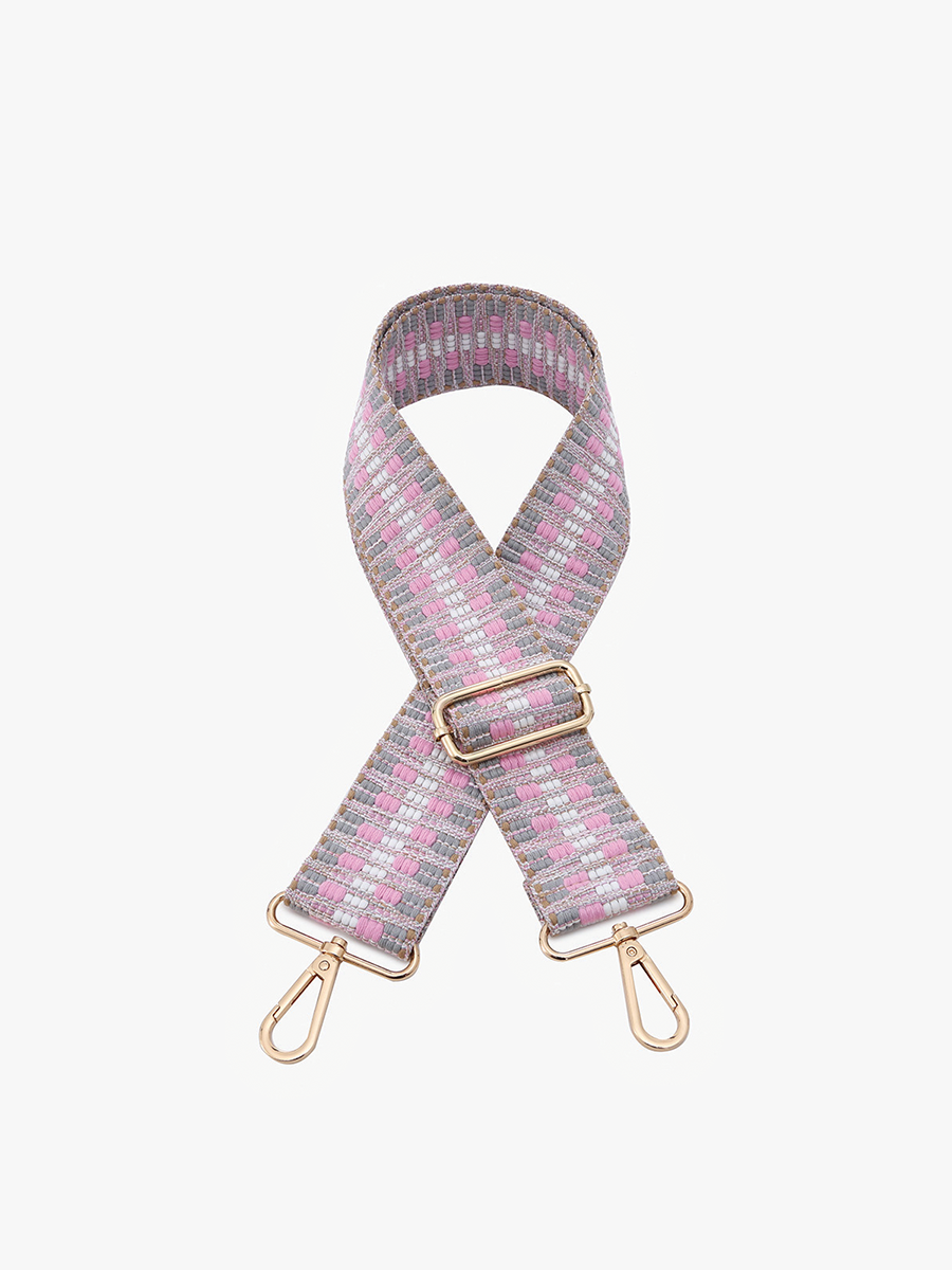 Aztec Guitar Strap Grey Pink - Jen & Co. vegan handbag