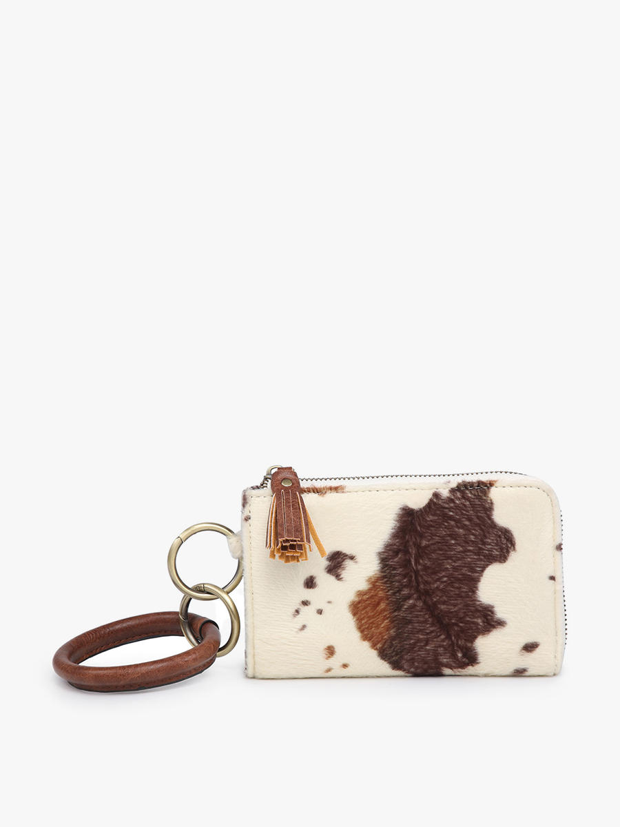 Liv Vegan Bangle Wristlet in Cow D. Brown - Jen & Co. vegan handbag