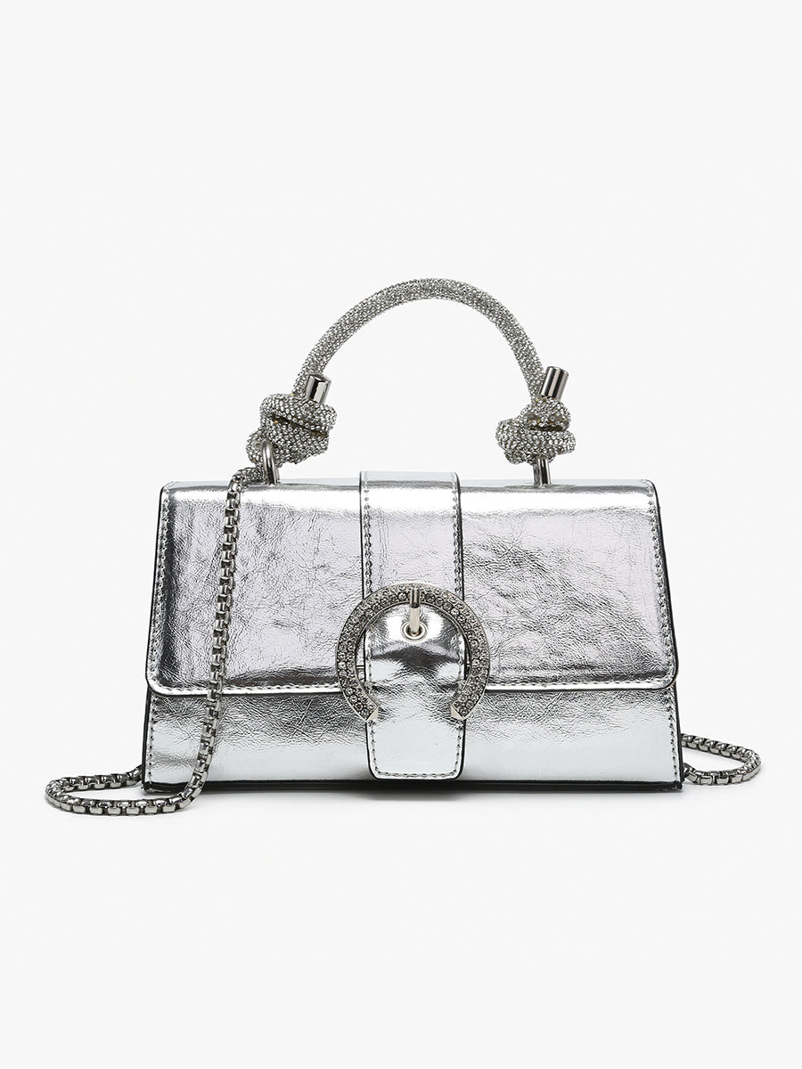 Brielle Vegan Metallic Clutch in Silver - Jen & Co. vegan handbag