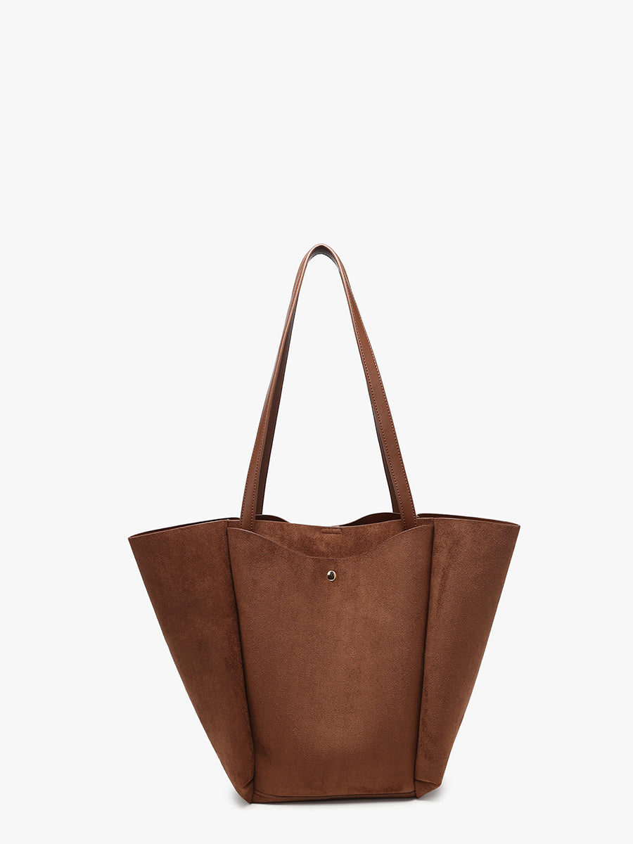 Giselle Vegan Suede Tote Brown - Jen & Co. vegan handbag