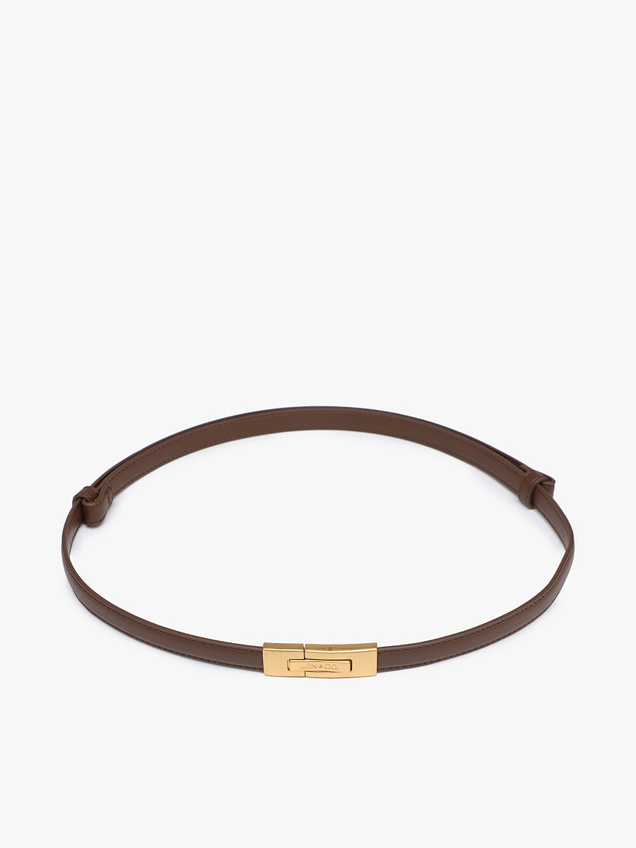 Vegan Leather Adjustable Belt Brown - Jen & Co. vegan handbag