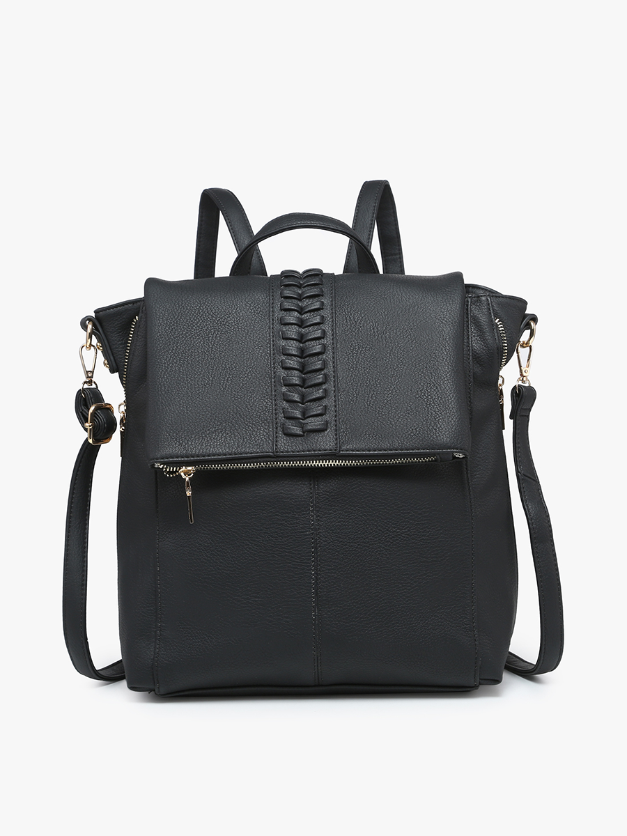 Vivian Vegan Distressed Backpack Black - Jen & Co. vegan handbag