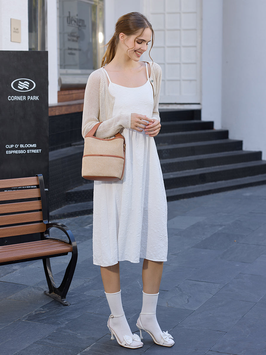 Blakely Vegan Straw Bucket Bag - Jen & Co. vegan handbag