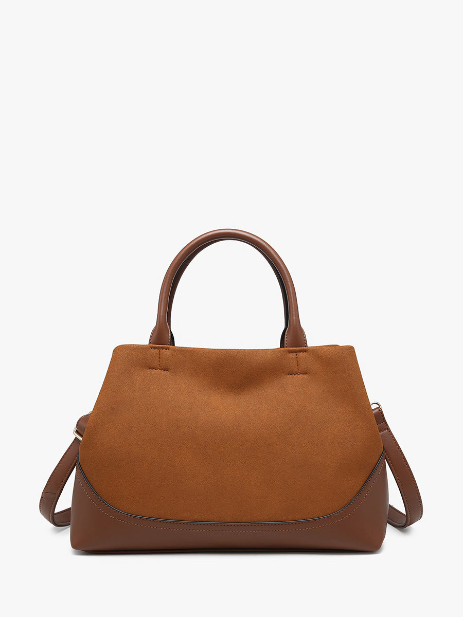 Ximena Vegan Suede Satchel Brown - Jen & Co. vegan handbag