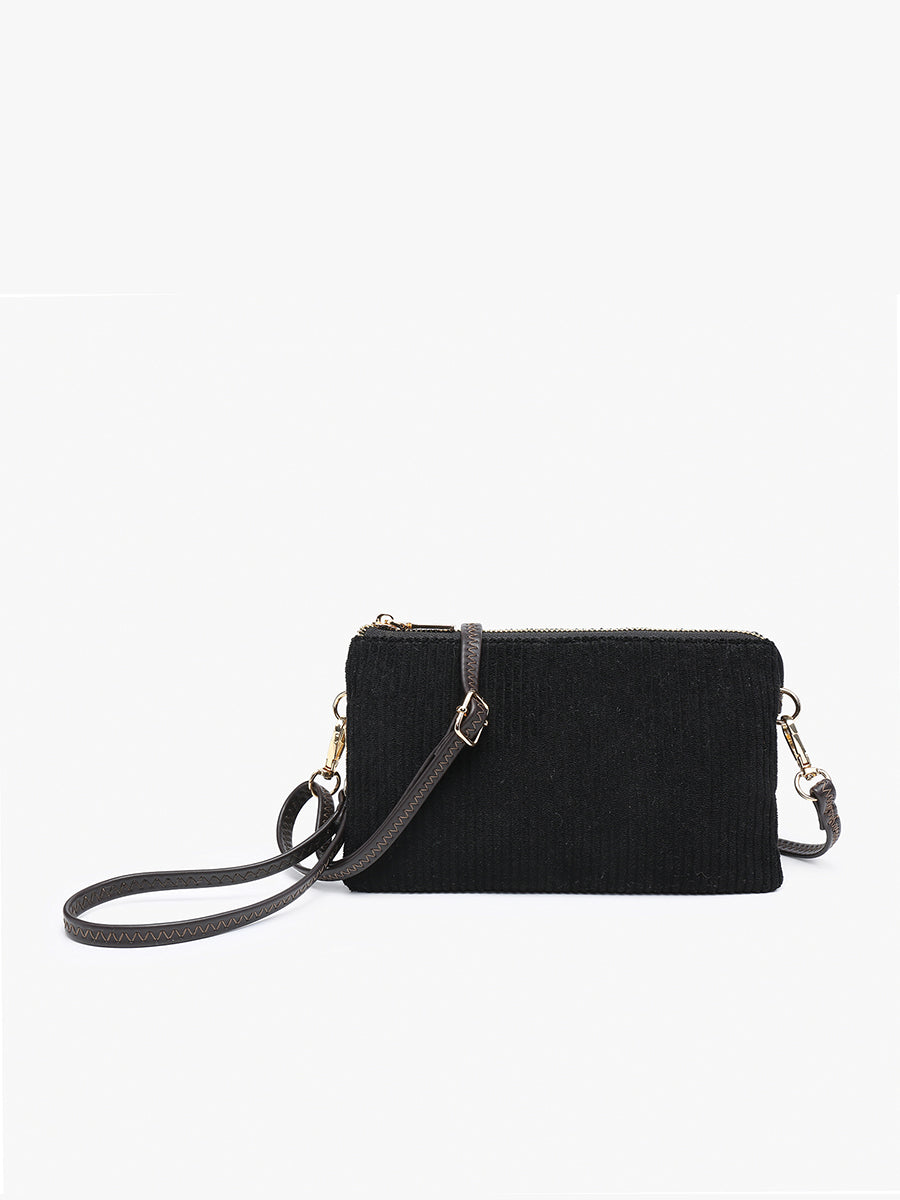 Riley Corduroy Crossbody Black - Jen & Co. vegan handbag