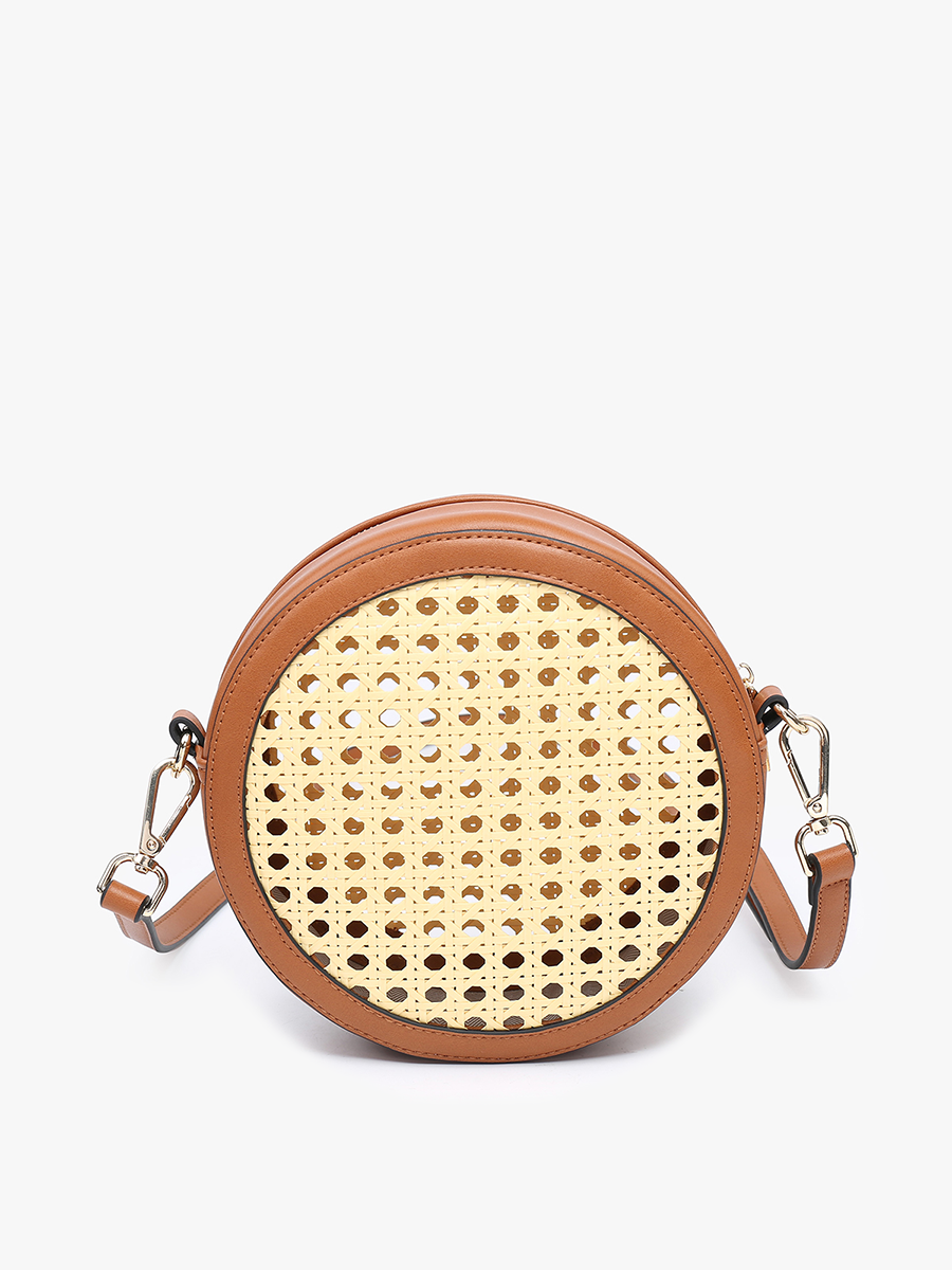 Frances Vegan Rattan Circ Crossbody - Jen & Co. vegan handbag