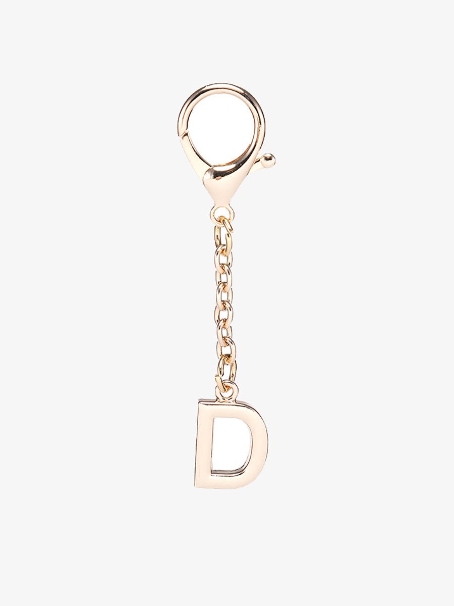 Letter Bag Charm Metal D - Jen & Co. vegan handbag