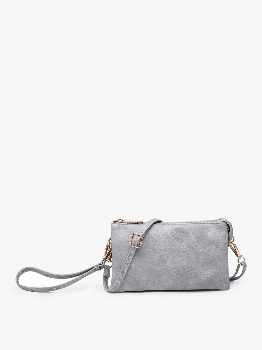 Riley Vegan Crossbody in Grey-Blue - Jen & Co. vegan handbag