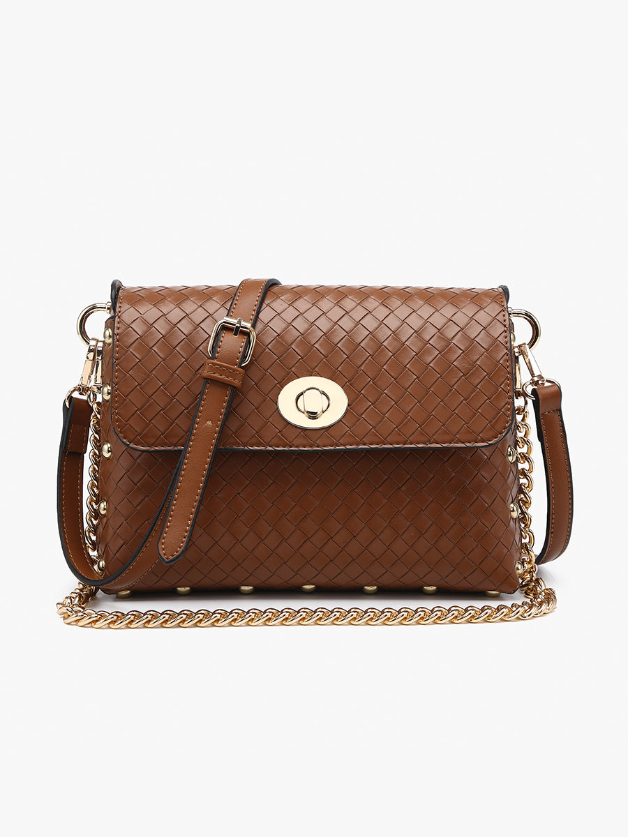 Yazmin Vegan Woven Crossbody Brown - Jen & Co. vegan handbag