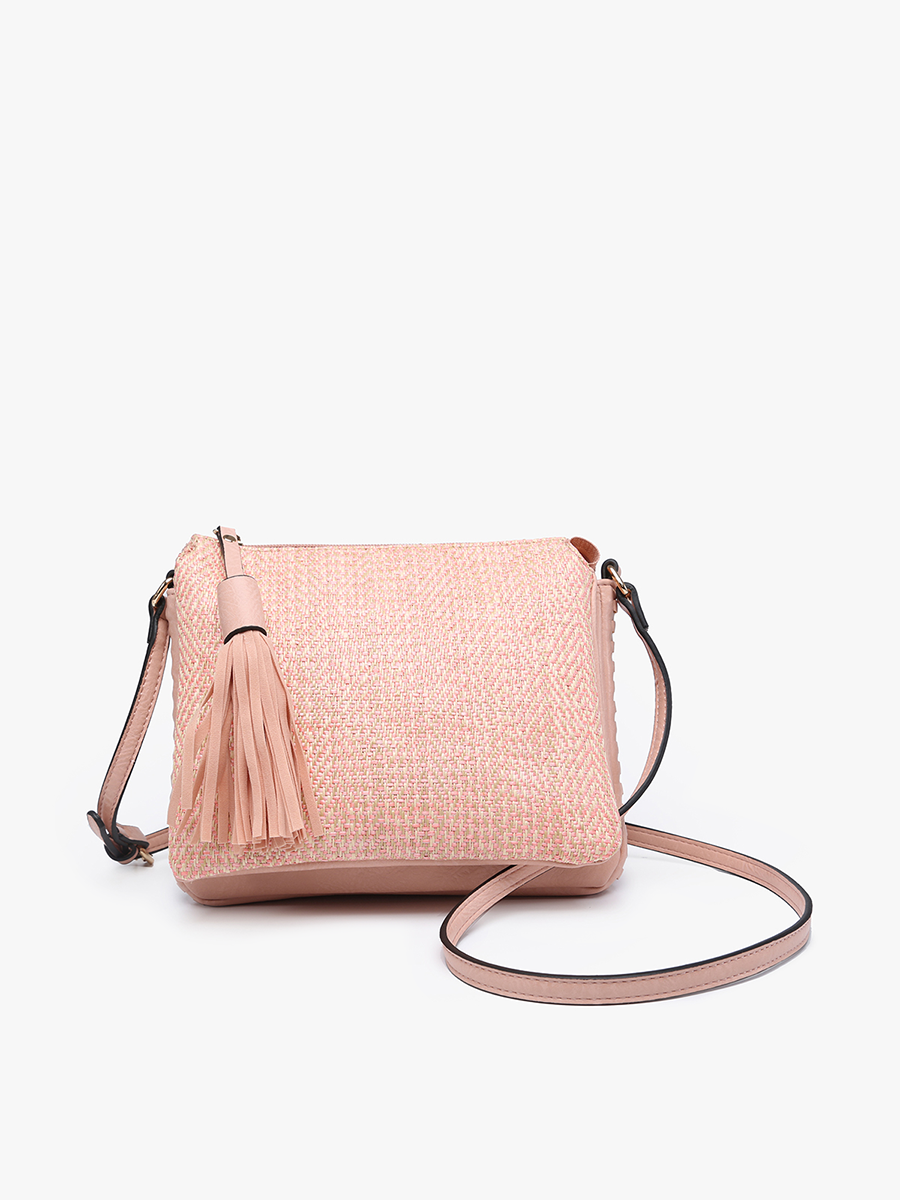 Sabrina Vegan Arrowhead Crossbody Tan Pink - Jen & Co. vegan handbag
