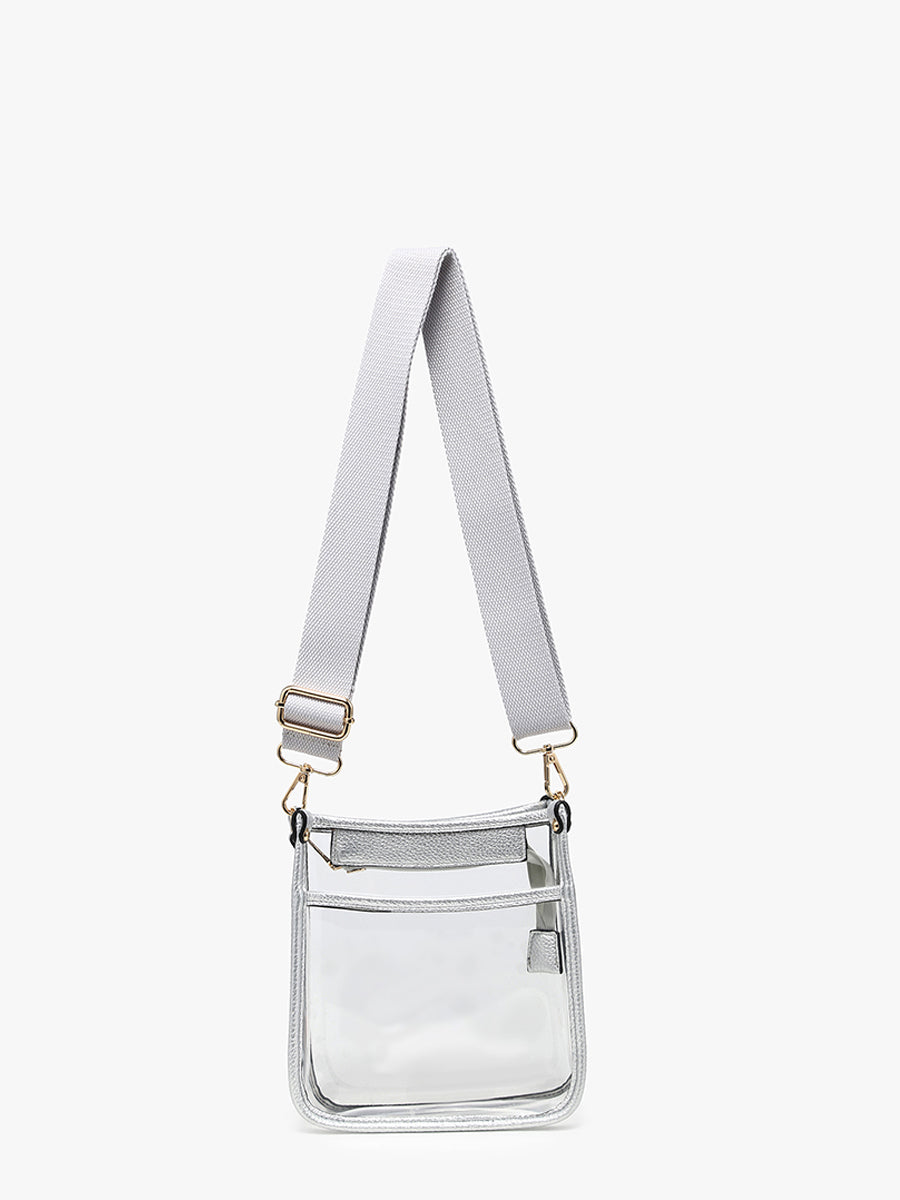 Selah Vegan Clear Crossbody Silver - Jen & Co. vegan handbag