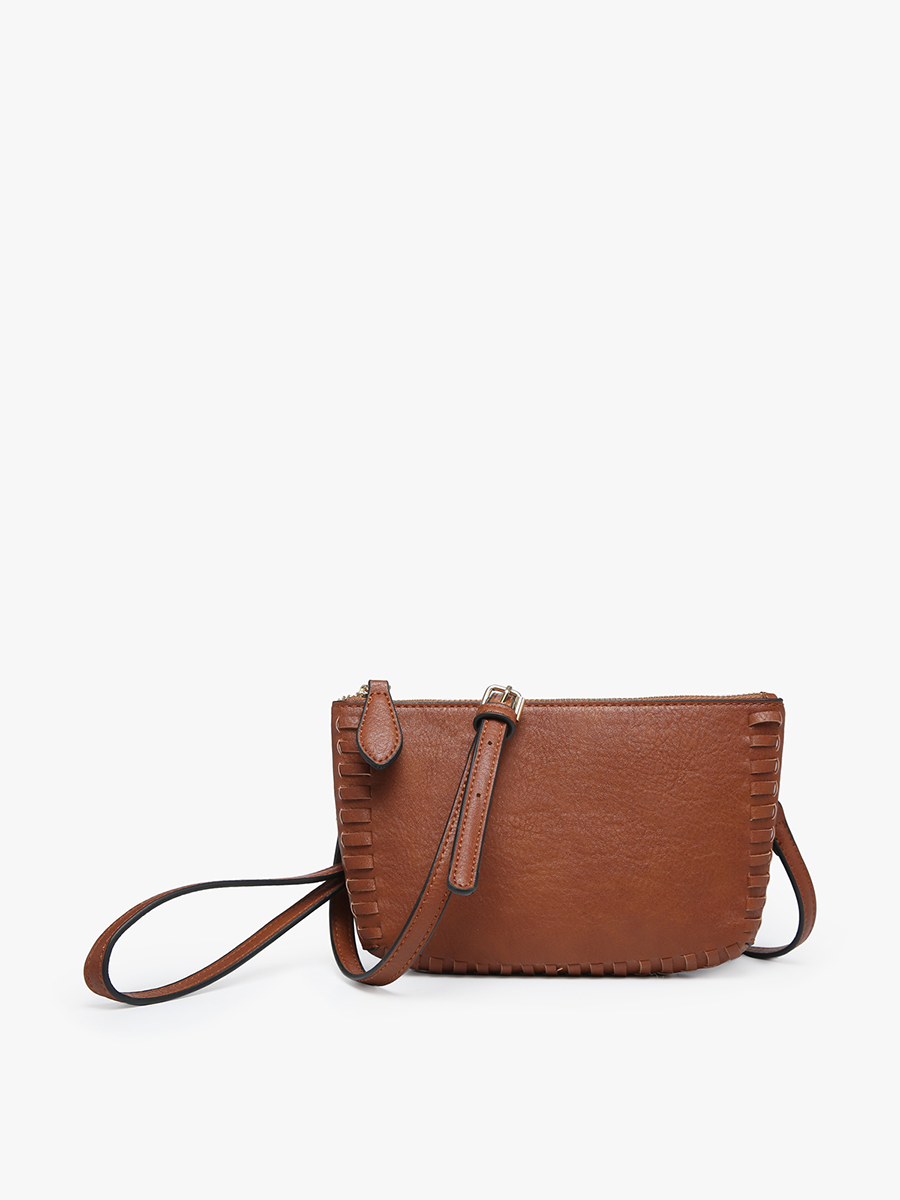 Bonnie Vegan Whipstitch Clutch/Crossbody in Brick - Jen & Co. vegan handbag