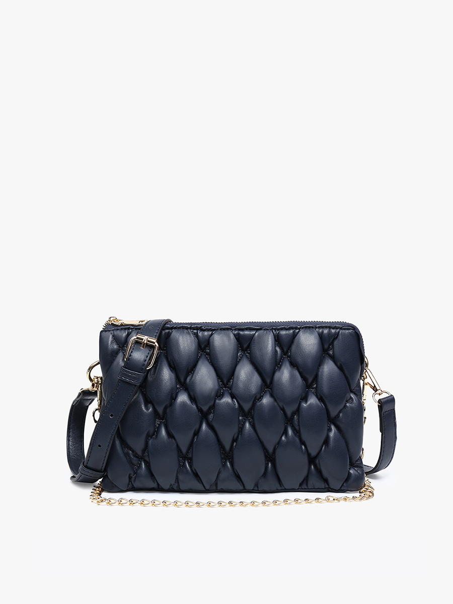 Izzy Vegan Puffer Crossbody in Navy - Jen & Co. vegan handbag