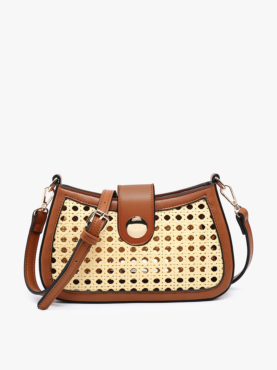 Miller Vegan Rattan Crossbody Natural Brown - Jen & Co. vegan handbag