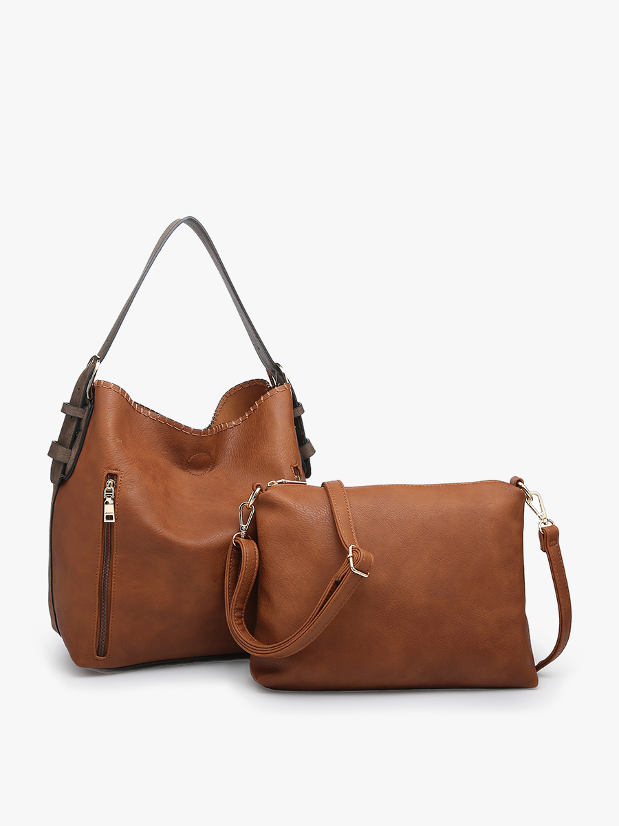 Alexa Vegan Hobo in Brown - Jen & Co. vegan handbag