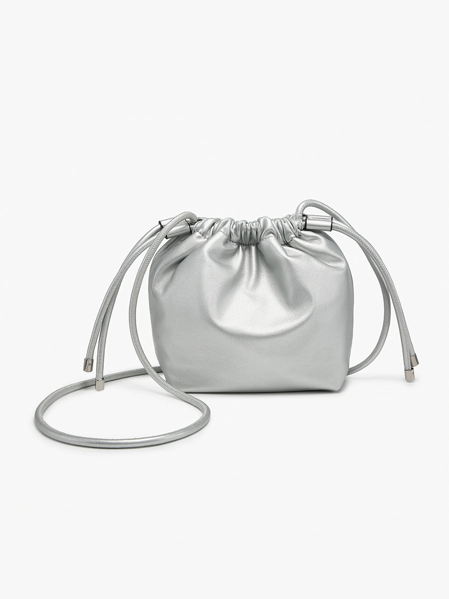Mackenzie Vegan Cinched Bucket Bag Silver - Jen & Co. vegan handbag