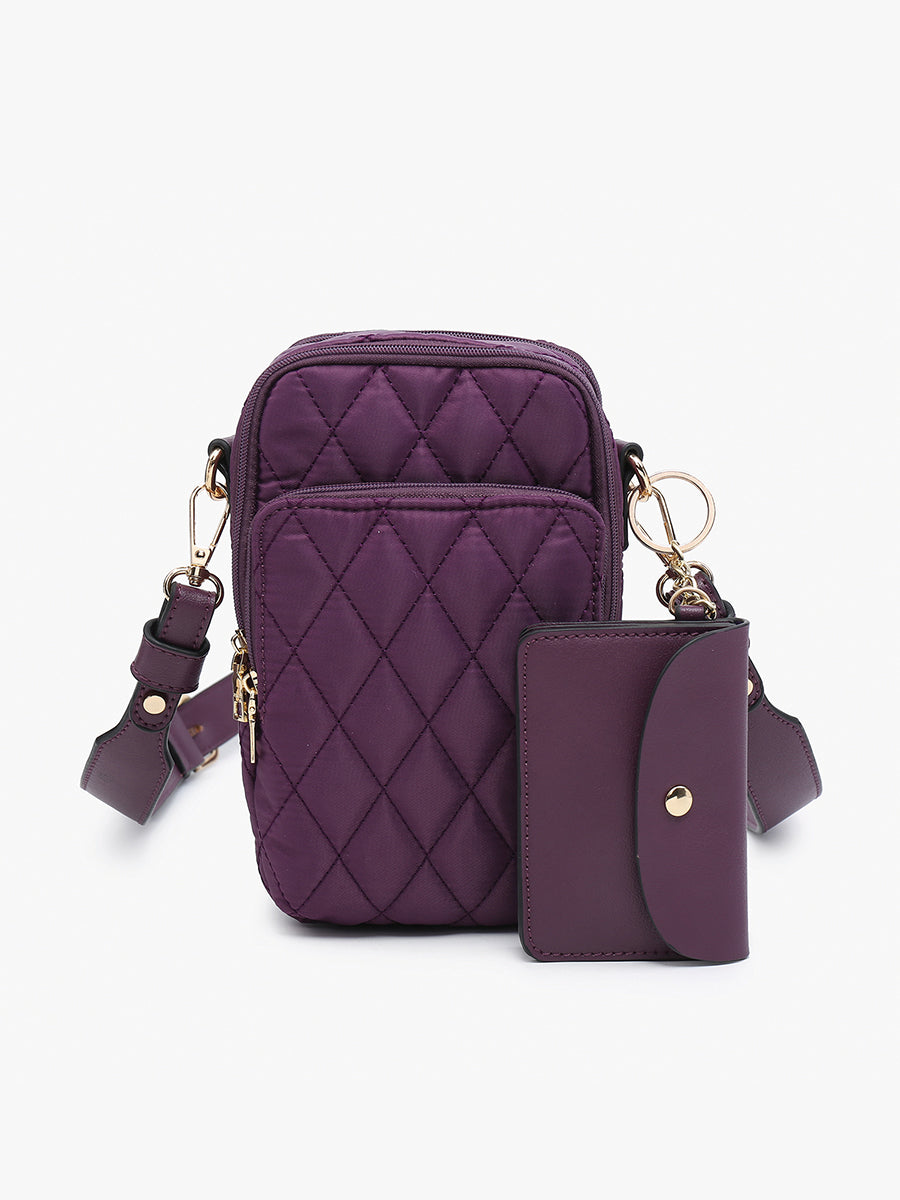 Parker Vegan Quilted Crossbody Dark Plum - Jen & Co. vegan handbag