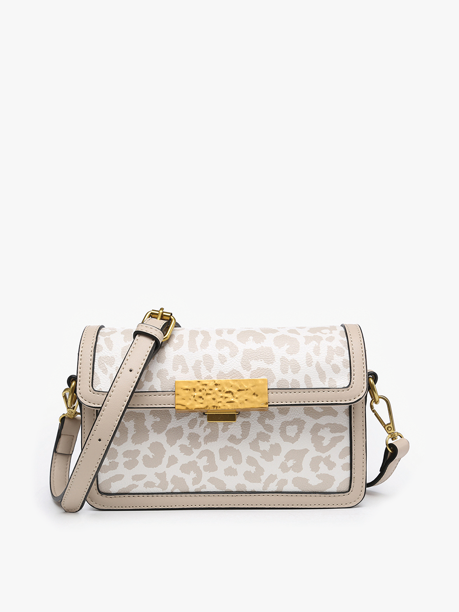 Elizabeth Vegan Straw Crossbody Cheetah-Beige - Jen & Co. vegan handbag