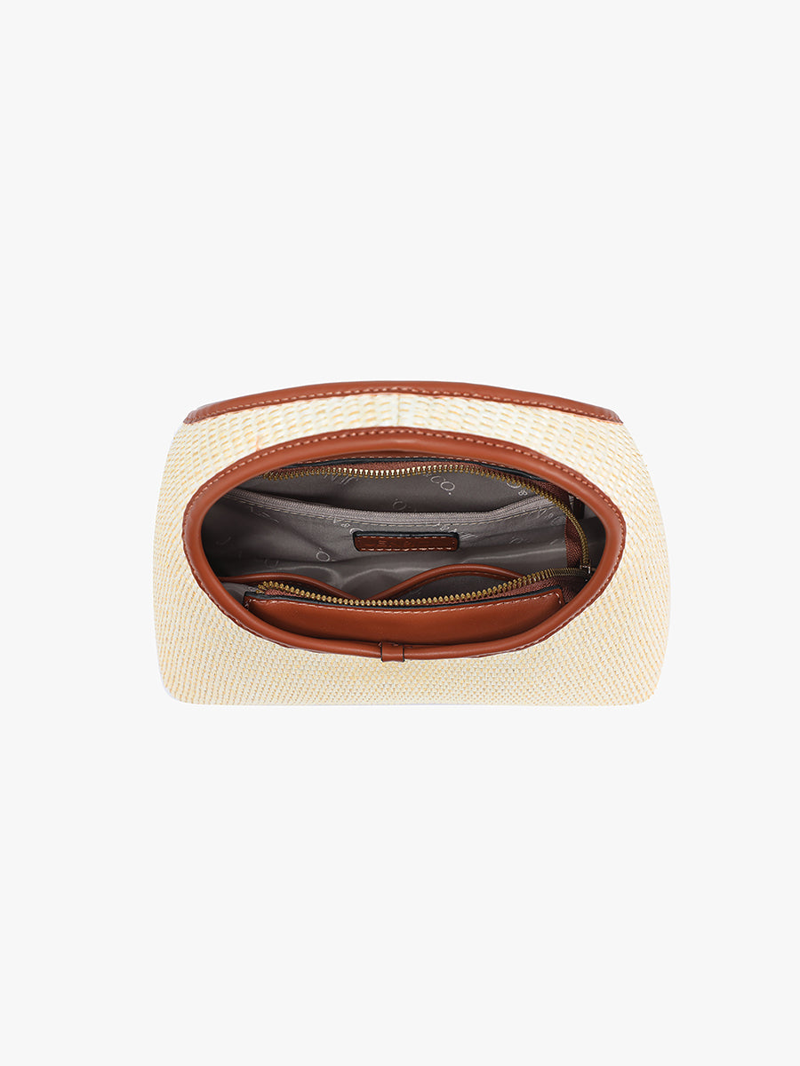 Catalina Vegan Straw Satchel in - Jen & Co. vegan handbag