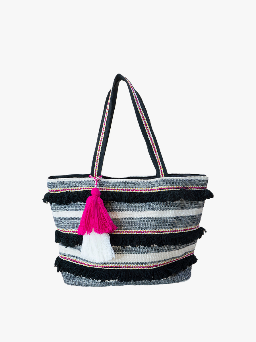Taisha Striped Tassel Tote