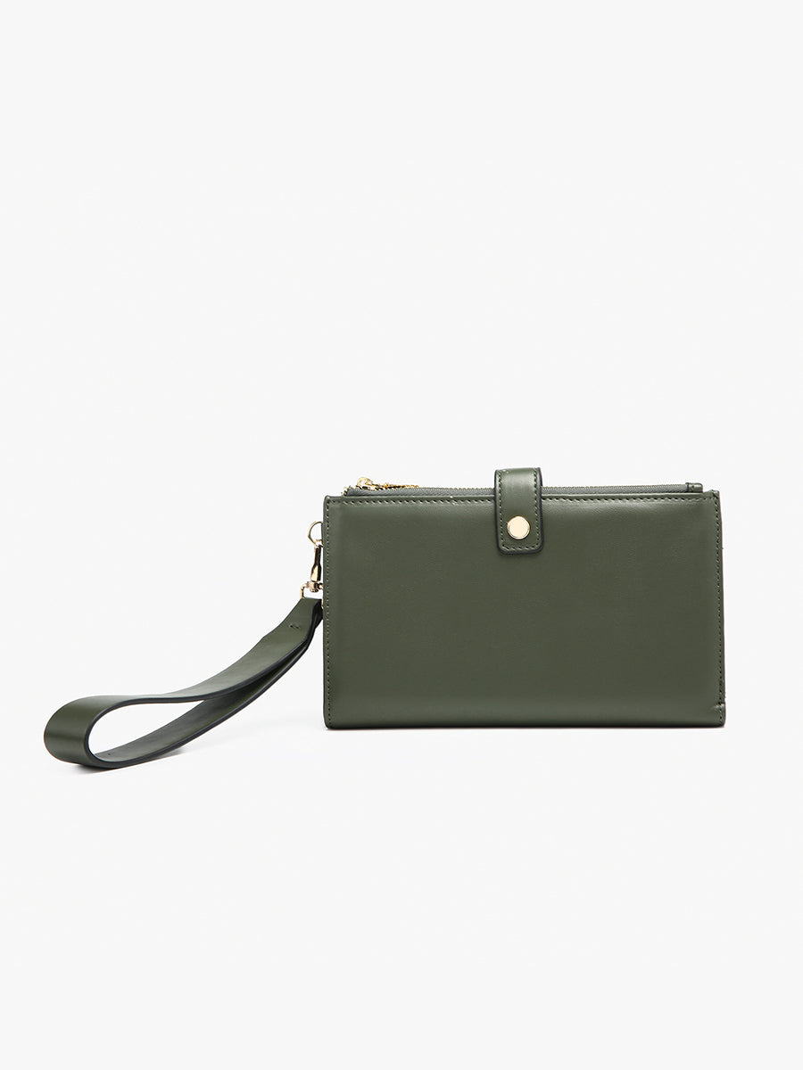 Lark Vegan Wallet/Wristlet in Olive - Jen & Co. vegan handbag