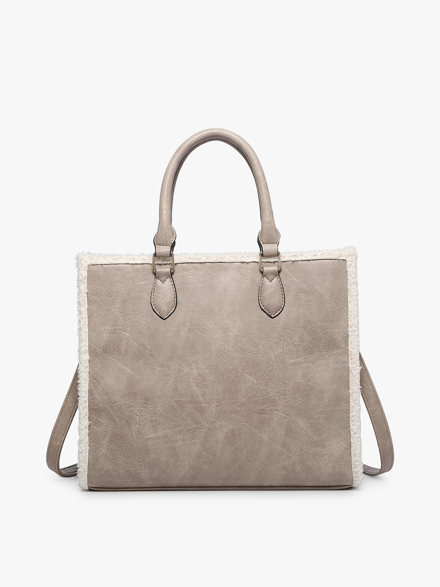 Bevin Vegan Sherpa Trim Tote