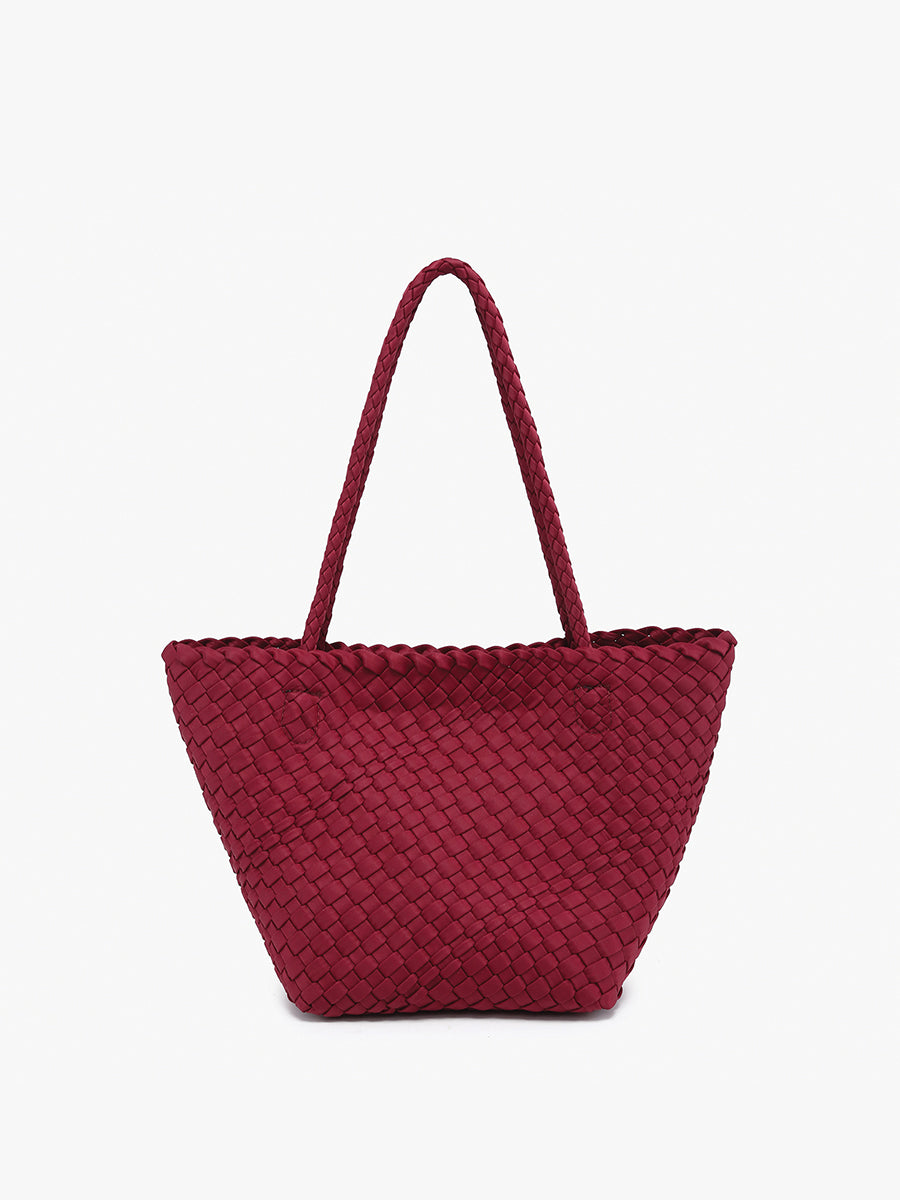 Ava Handwoven Bucket Bag/Tote Wine - Jen & Co. vegan handbag
