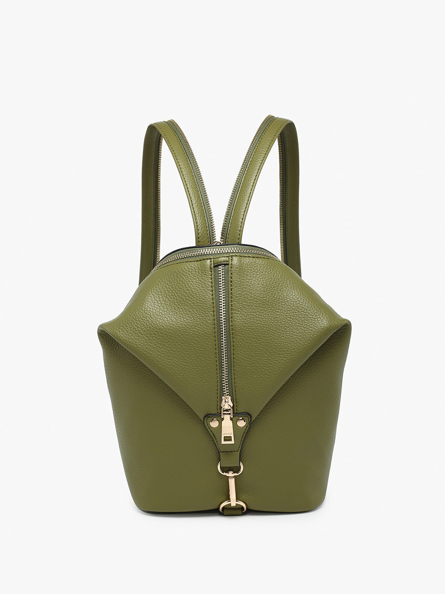 Linnette Vegan Foldover Backpack Olive - Jen & Co. vegan handbag