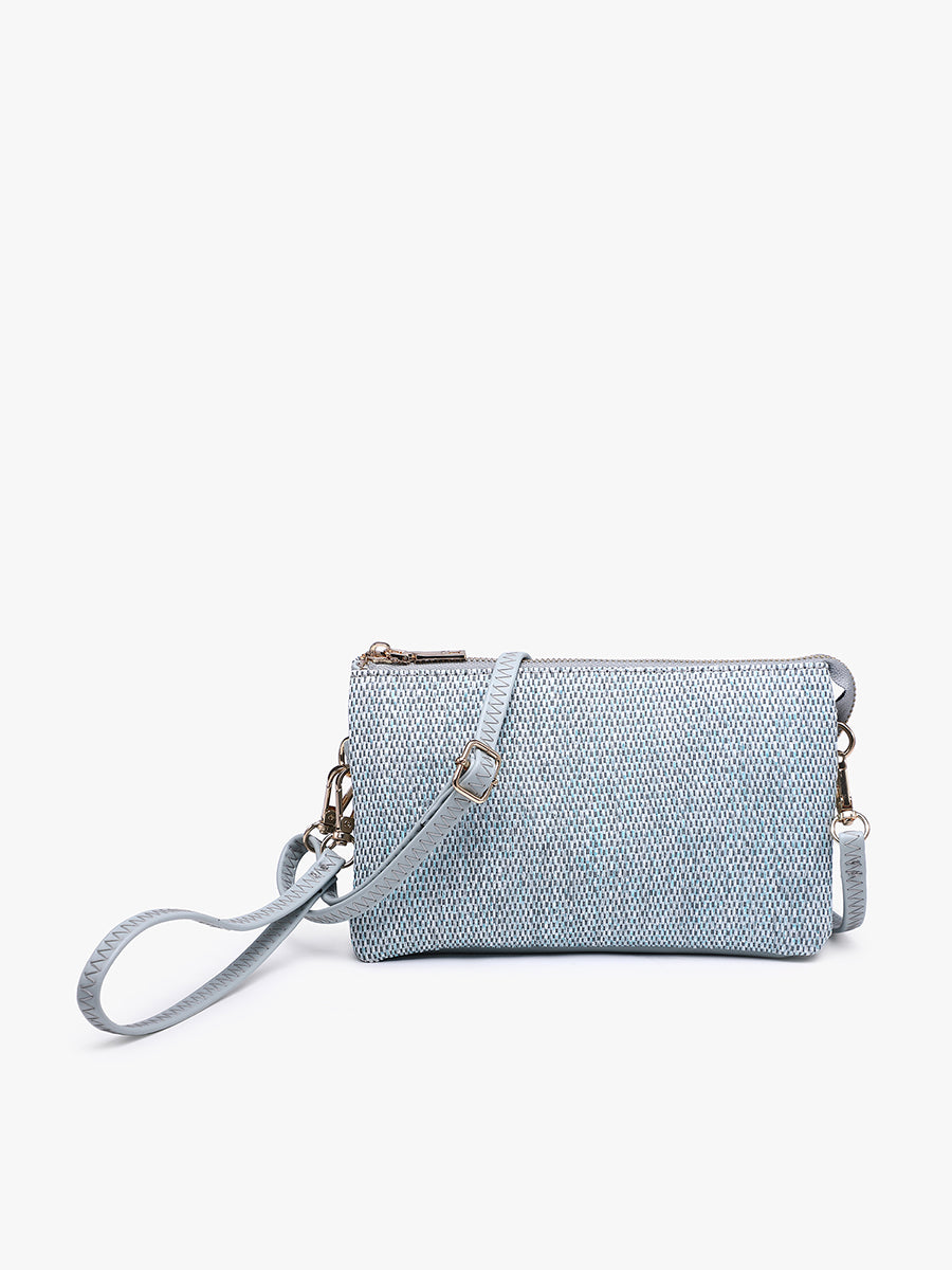 Riley Vegan Micro Straw Crossbody Blue - Jen & Co. vegan handbag