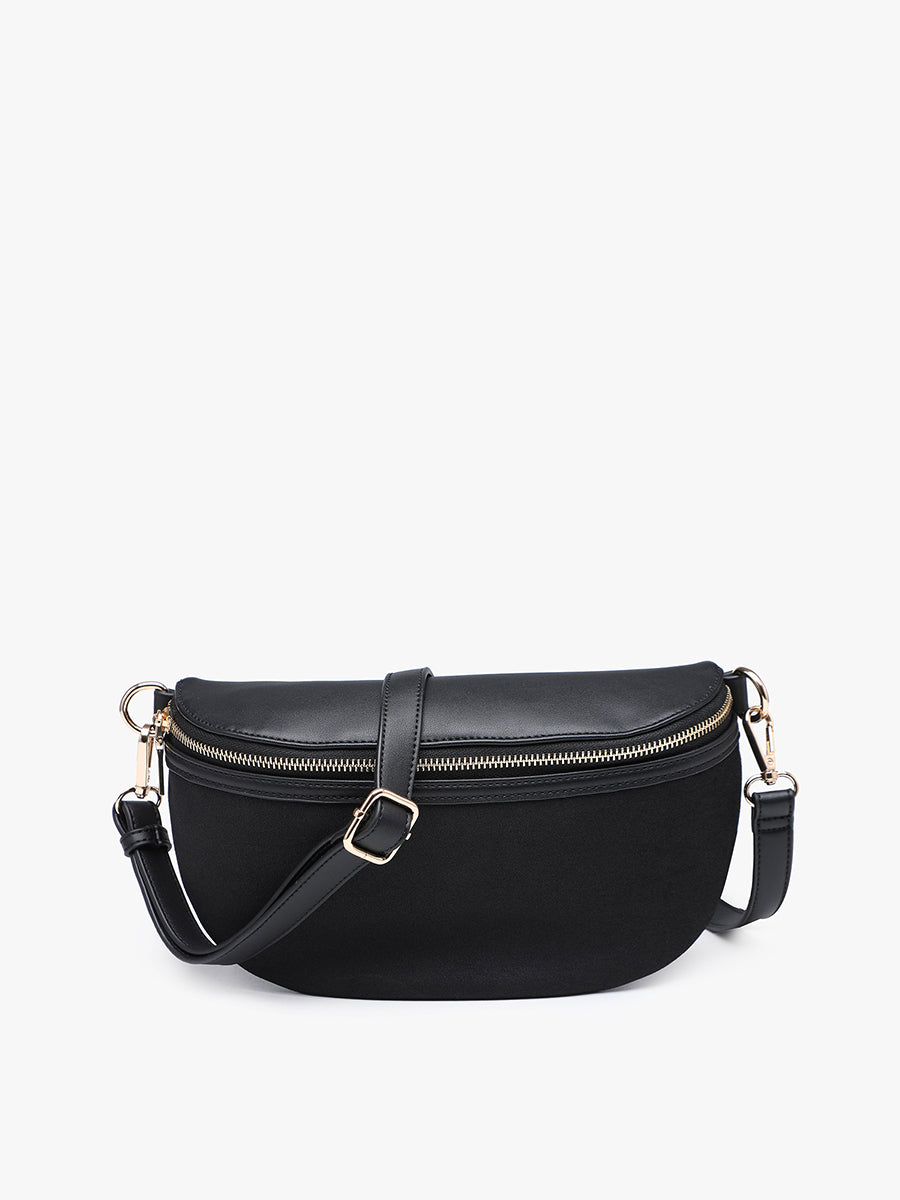Regina Vegan Suede Sling Bag Black - Jen & Co. vegan handbag