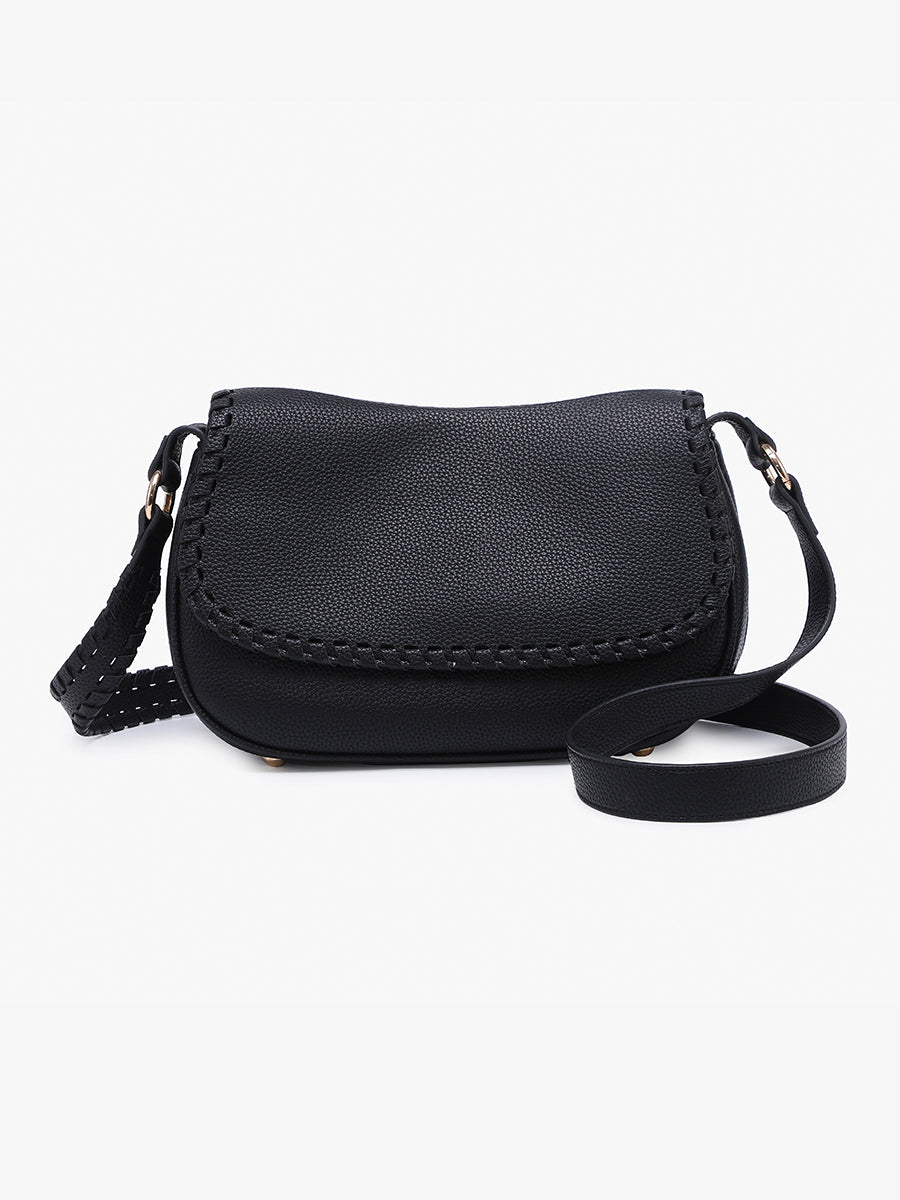 Daia Vegan Whipstitch Crossbody Black - Jen & Co. vegan handbag