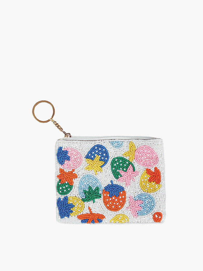 Ricki Beaded Coin Pouch Strawberry - Jen & Co. vegan handbag